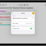 Adding a link to a section in a note in the Notes app.