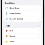 The Files app displaying multiple folders and locations named Downloads, Letters, Family, and so on. At the bottom of the screen are buttons for Recent files, Shared files, and the Browse tab.