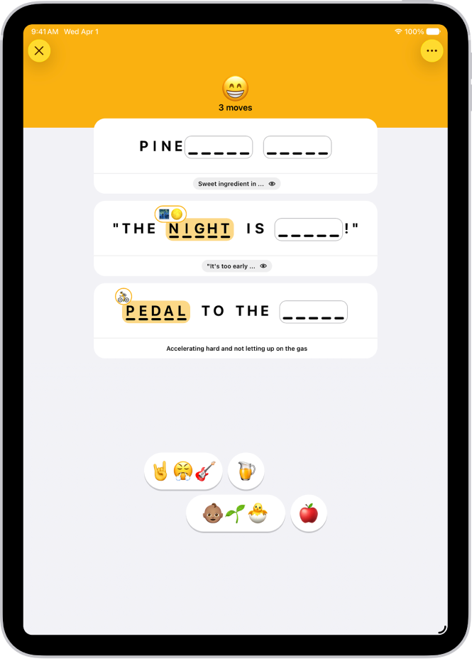 An Emoji Game puzzle in the News app.