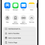 In Safari, the Share button on a PDF has been tapped, revealing a list of options including Save to Files near the bottom of the screen.