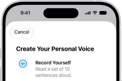 An iPhone with information about how to create a Personal Voice.