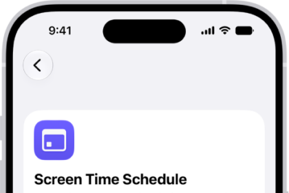 The Screen Time Schedule screen showing an overview of a schedule, including Before work, During work, Dinner, and Evening.