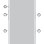 The front view of iPhone 18 Pro. The front camera is at the top center. The side button is on the right side. The USB-C connector is on the bottom. On the left side, from bottom to top, are the SIM tray, the volume buttons, and the Action button.