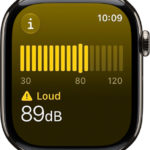 The Noise app showing a sound level of 89 decibels with the word "Loud" above.