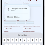 A fillable PDF form showing an AutoFill suggestion for the name and phone fields.