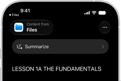 The Accessibility Reader screen showing content from Files in large white text on a black background.