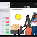 A business-related article from Apple News in the Stocks app. At the top-left corner of the article is the Back button to return to the other suggested stories. At the top-right corner are the Text Size, Share, Save, and More Actions buttons.