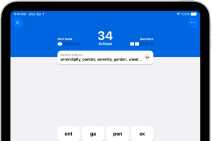 A Quartiles puzzle in the News app.