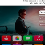 Apple TV screen showing Control Center audio controls