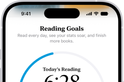 The Reading Goals screen showing stats for the user—such as today's reading, their reading record for the week, and their books read this year. Across the bottom are the tabs Home (which is selected), Library, Book Store, Audiobooks, and Search.