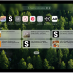 The Safari start page shown with sections for Favorites and the Reading List. Along the top, from left to right, are the Sidebar button, the Previous button, the search field, the Share button, the New Tab button, and the Tab Overview button.