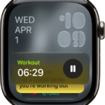 The Smart Stack on Apple Watch showing Live Activities and widgets.