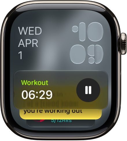 The Smart Stack on Apple Watch showing Live Activities and widgets.