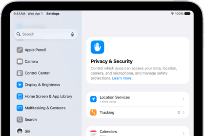 The Privacy & Security screen, with settings for Location Services and Tracking, and settings to control which apps can access your data.
