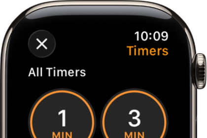 The Timer app screen, showing the add button to create a new timer, and quick timers for 1, 3, 5, or 10 minutes.
