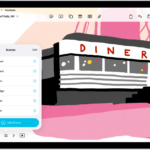 A Freeform board with the Scene Navigator open and several saved scenes.