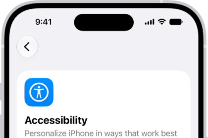 The Accessibility screen in Settings showing the built-in features for Vision support.