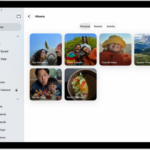 The Photos app is open to Albums. Personal is selected. The rest of the iPad screen shows thumbnails for albums in a grid.