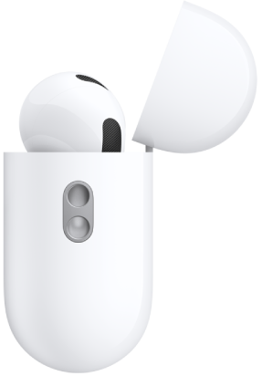 The side of the AirPods Pro 3 charging case, showing the lanyard loop to attach a carrying strap.