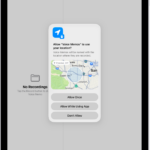 A request from an app to use location data on iPad. Options are Allow Once, Allow While Using App, and Don't Allow.