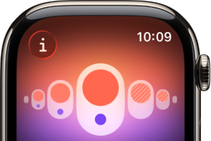 A screen in the Cycle Tracking app showing a logged period with logged symptoms at the bottom of the screen.