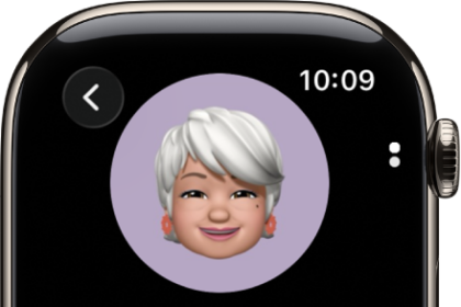 The Contacts app showing a contact. The contact's picture is in the middle of the screen with the name below. Phone, Messages, and More Options buttons appear below. A Back button is at the top left.