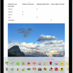 A note is open in the Notes app in the top of the screen, and the emoji keyboard is open in the bottom of the screen.