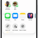 A Reminders screen showing a grocery list with options for sharing at the bottom.