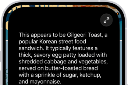An iPhone screen shows a response from Siri identifying what's on the screen.