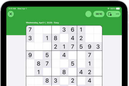 A Sudoku puzzle in the News app.