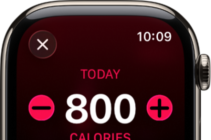 The Change Goals screen showing buttons to increase or decrease the Move goal.