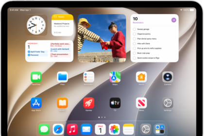 The iPad Home Screen with several app icons, including the Settings app icon, which you can tap to change your iPad sound volume, screen brightness, and more.