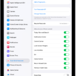 Face ID & Passcode settings, with options for allowing access to specific features when iPad is locked.