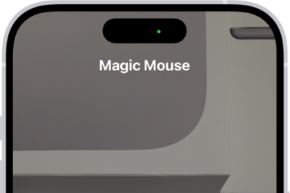 The Magnifier app detecting a finger pointing at text on a wall.