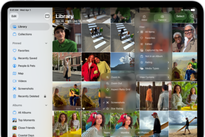 The Photos app is open and the Library tab is selected in the sidebar. The Sort and Filter button at the top of the screen is selected, showing Sort and Filter options for viewing the library contents.