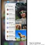 The App Switcher on iPhone showing a handoff notification at the bottom of the screen.