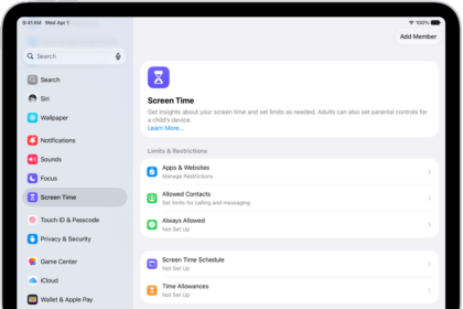 An image of Screen Time in Settings with options for Screen Time Schedules, Time Allowances, and more.