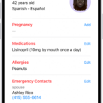 The Sharing screen in the Health app.