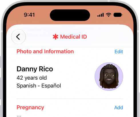 The Sharing screen in the Health app.