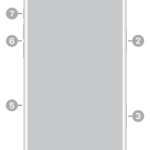 The front view of iPhone 18 Pro Max. The front camera is at the top center. The side button is on the right side. The USB-C connector is on the bottom. On the left side, from bottom to top, are the SIM tray, the volume buttons, and the Action button.
