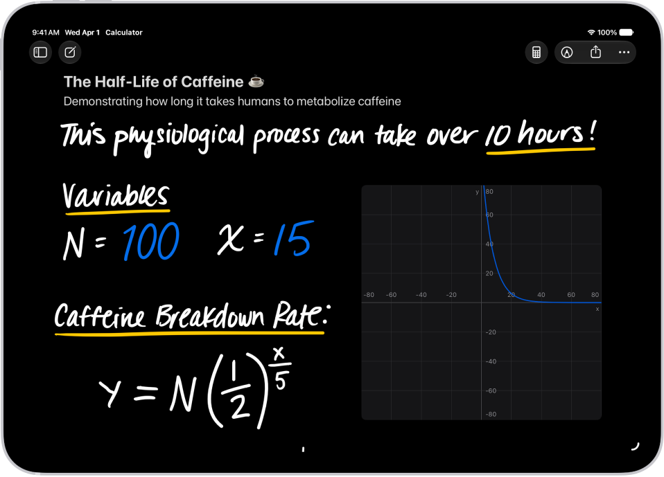 How to work with graphs in Math Notes in Calculator on iPad | GeeksChalk