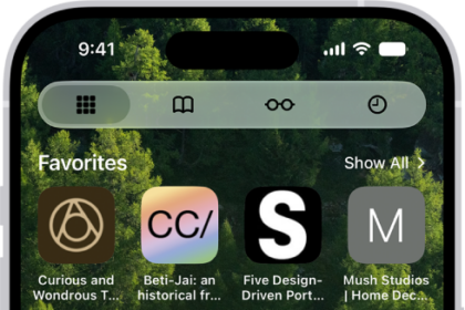 The start page in Safari, which shows favorite websites, the Privacy Report, and websites saved to the Reading List.