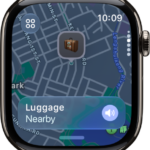 A Find My screen showing the location of a suitcase on a map.