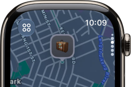 A Find My screen showing the location of a suitcase on a map.