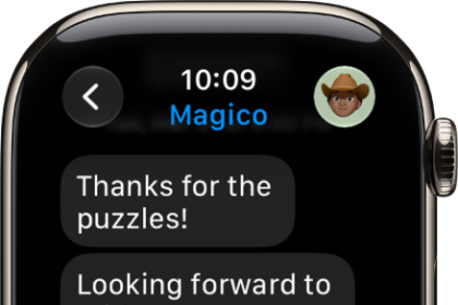 Apple Watch showing a conversation in the Messages app.