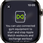 A pairing screen that appears when you pair your Apple Watch with gym equipment.