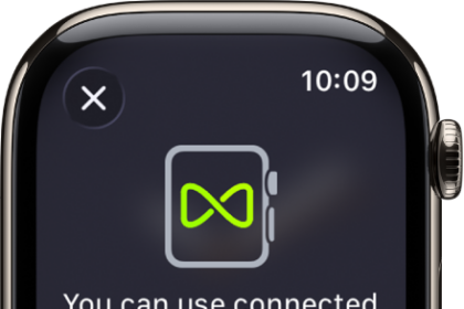 A pairing screen that appears when you pair your Apple Watch with gym equipment.