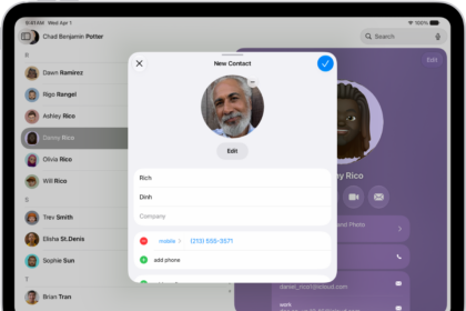 The New Contact window in the Contacts app.