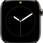 The Apple Watch face with a Live Activity dot at the top center.