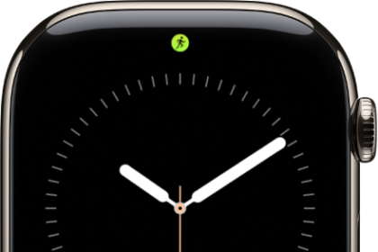 The Apple Watch face with a Live Activity dot at the top center.